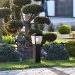 Bolardo luminoso Seattle, IP44, negro, altura 73 cm, metal