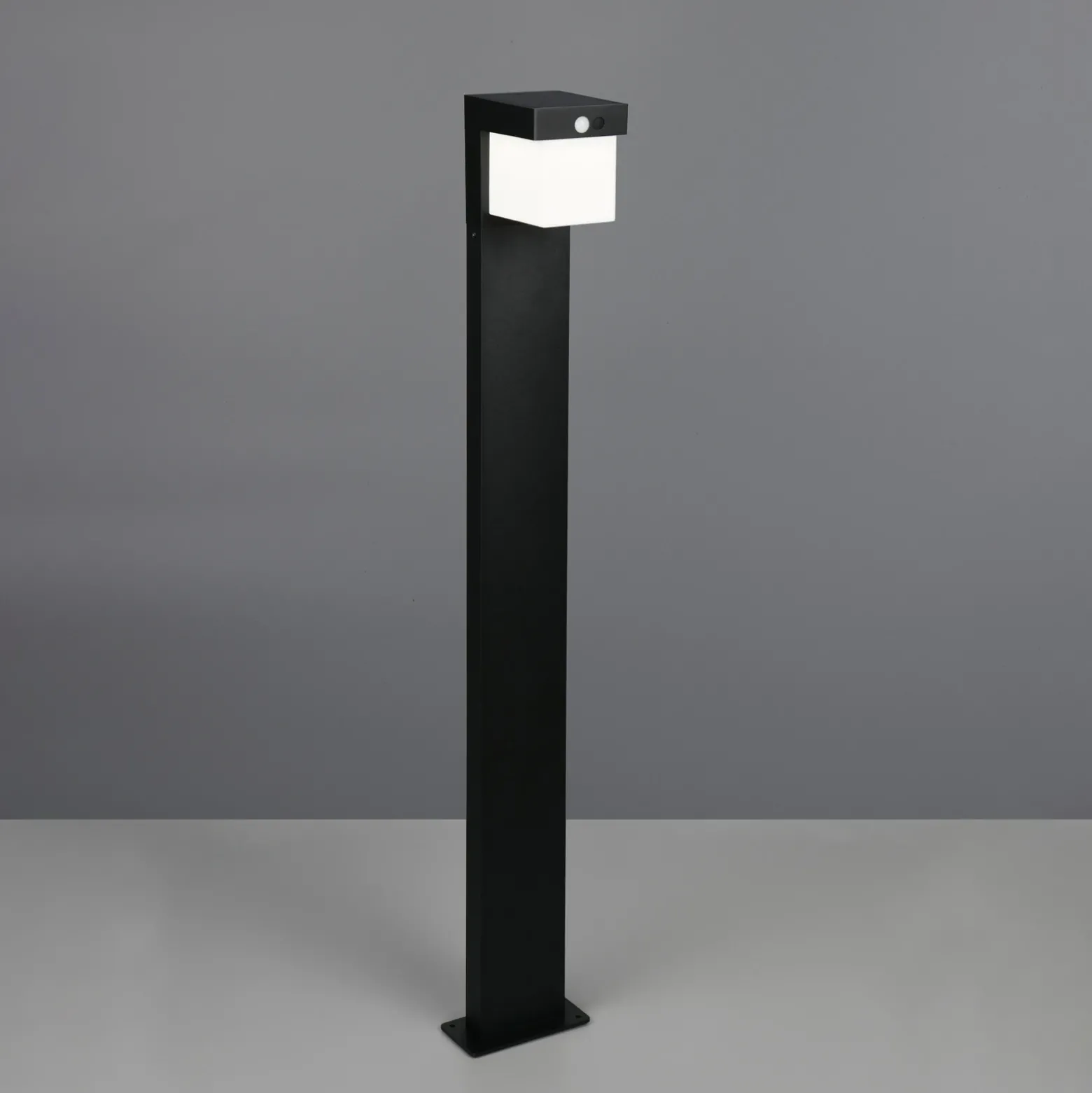Bolardo luminoso solar Colombo, negro mate, metal, altura 100 cm