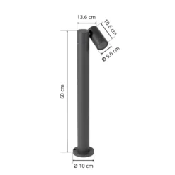 Bolardo luminoso Tulimar de Prios, 1 luz, 60 cm, metal, IP65