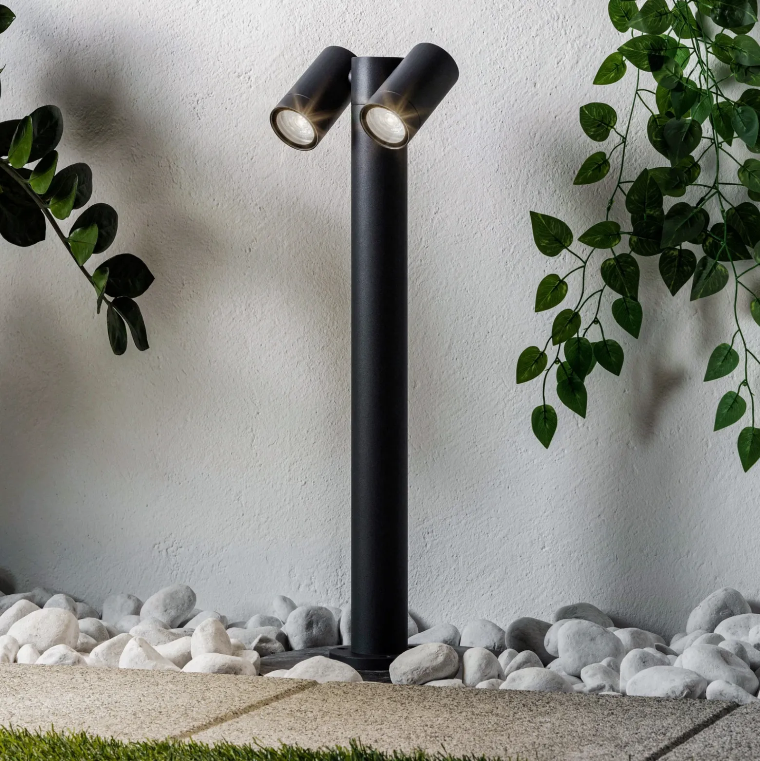 Bolardo luminoso Tulimar de Prios, 2 luces, 60 cm, metal, IP65