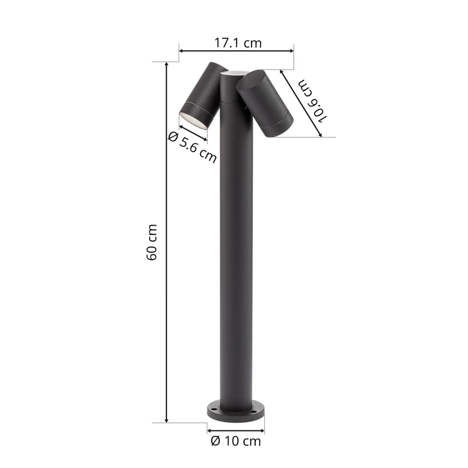 Bolardo luminoso Tulimar de Prios, 2 luces, 60 cm, metal, IP65