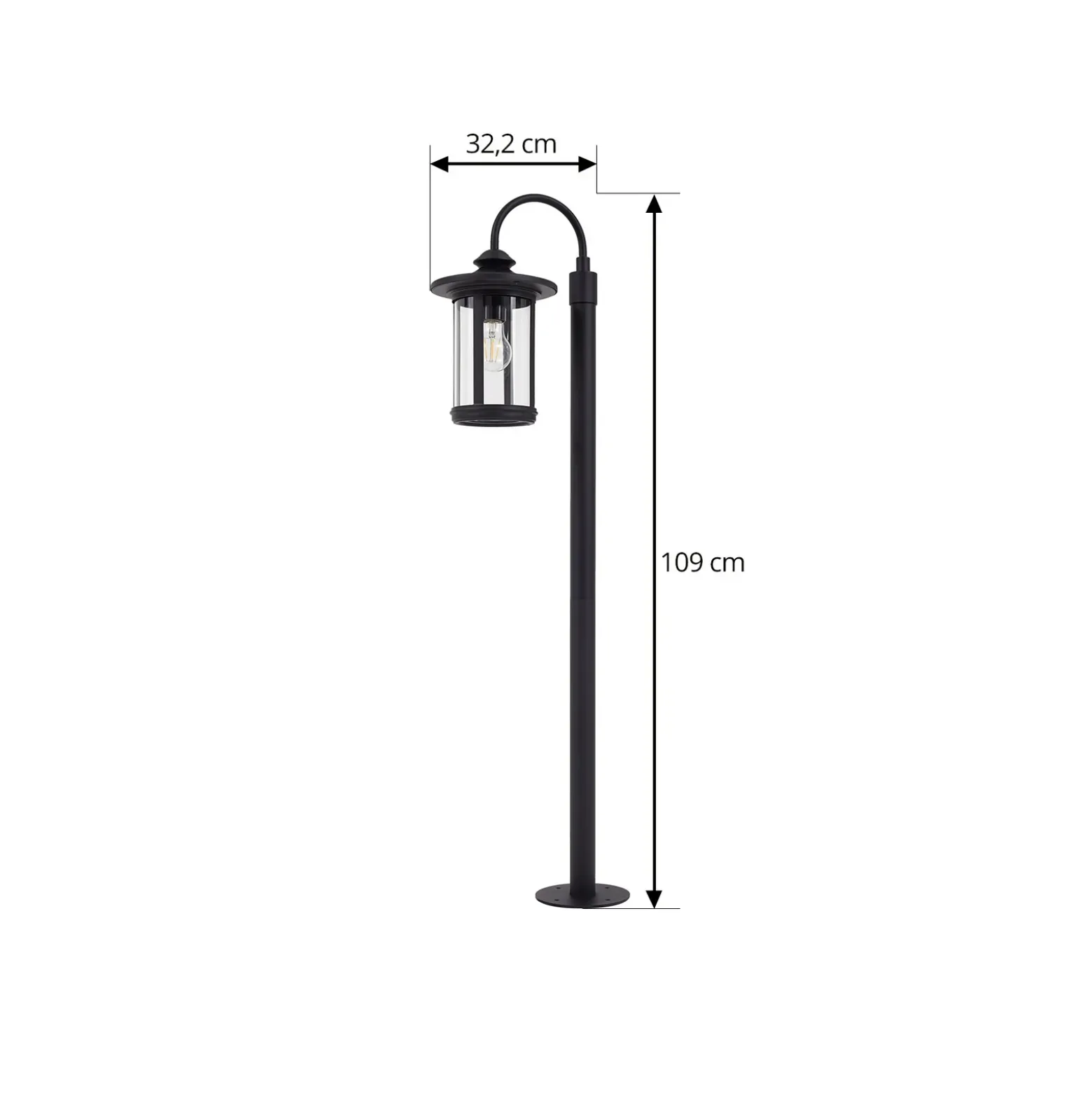 Bolardo luminoso Zayn de Lindby, negro, cristal, altura 109 cm, IP65