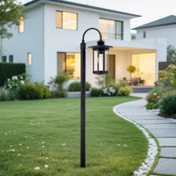 Bolardo luminoso Zayn de Lindby, negro, cristal, altura 109 cm, IP65