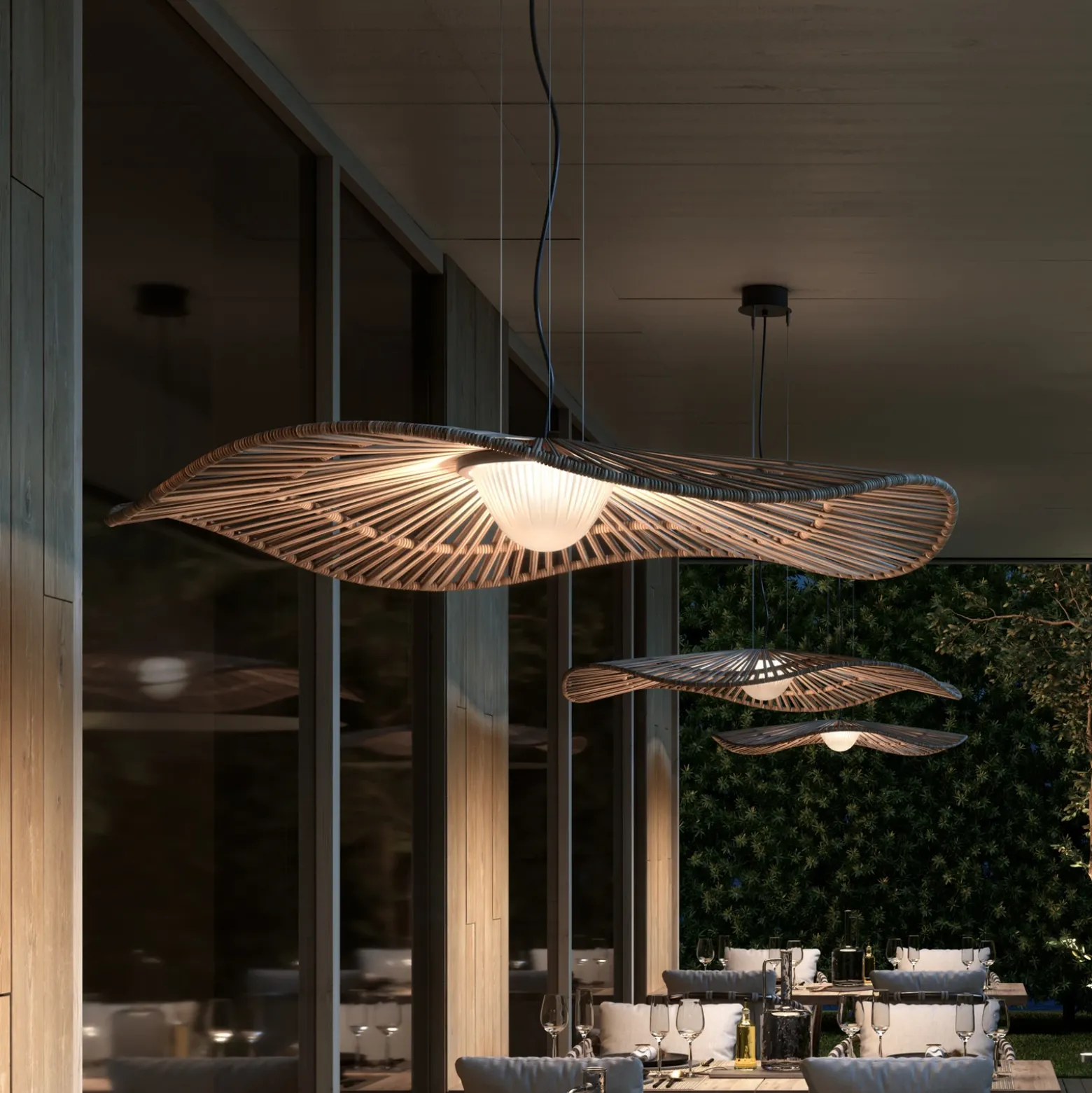 Bover lámpara colgante exterior Mediterránia, marrón, Ø 105 cm