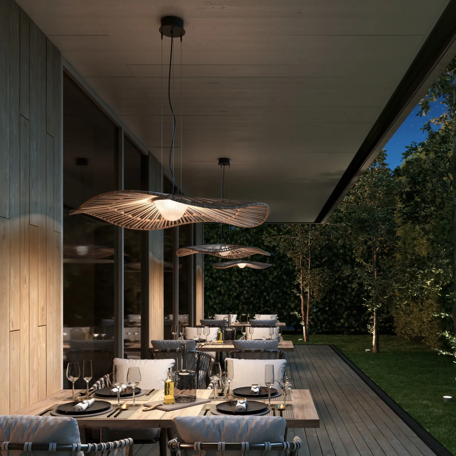 Bover lámpara colgante exterior Mediterránia, marrón, Ø 105 cm