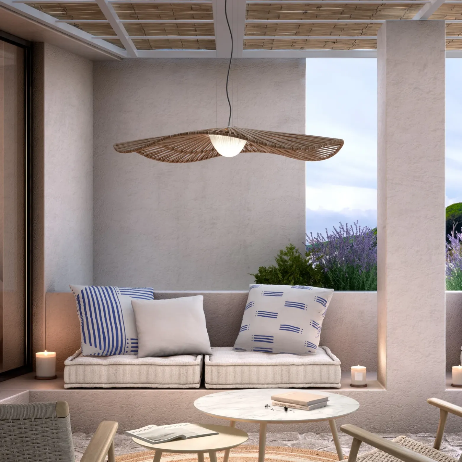 Bover lámpara colgante exterior Mediterránia, marrón, Ø 105 cm
