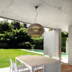 Bover Lámpara colgante exterior Garota, marrón grafito/marrón Ø 72 cm