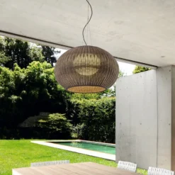 Bover Lámpara colgante exterior Garota, marrón grafito/marrón Ø 72 cm
