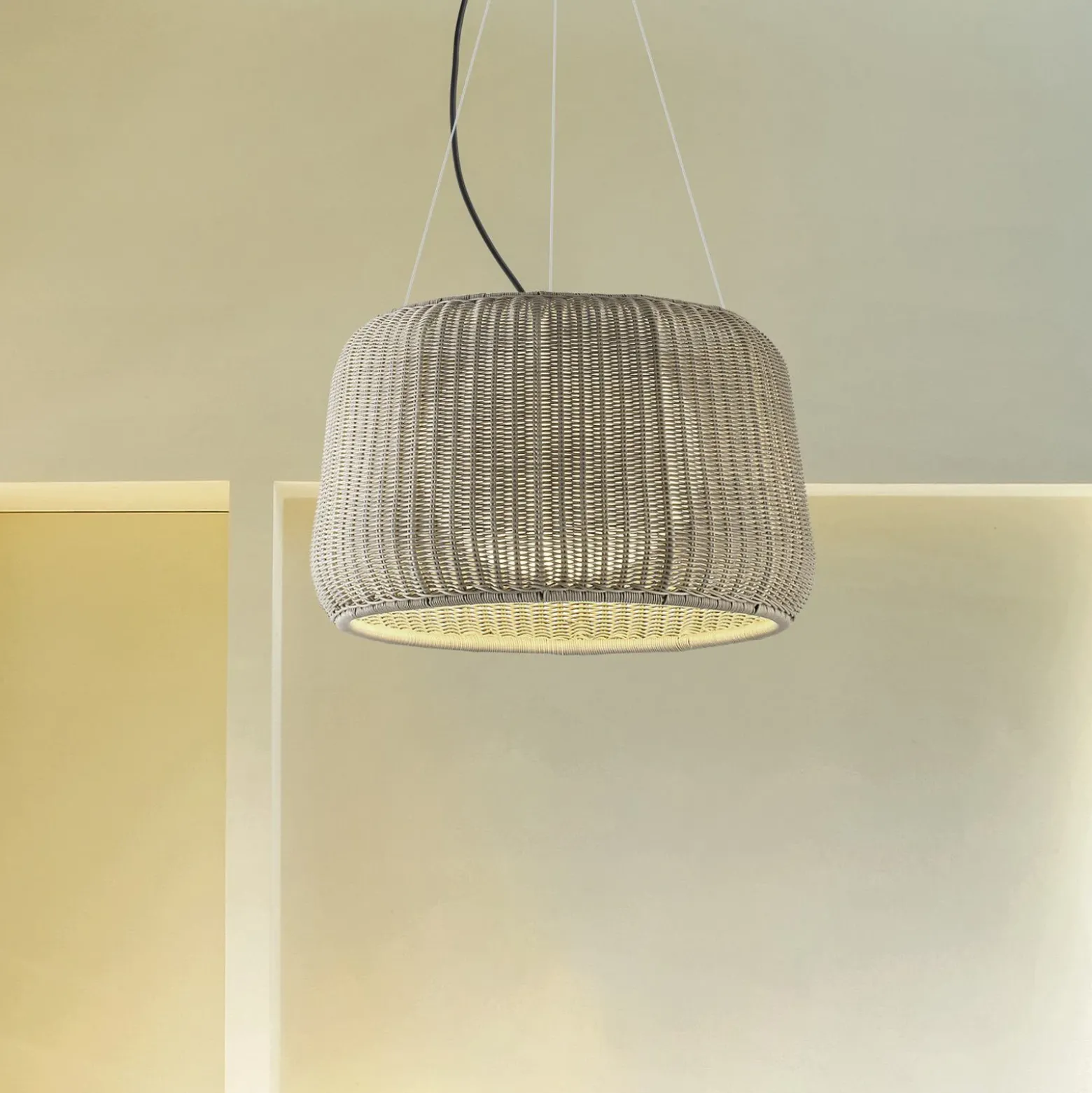 Bover lámpara colgante exterior LED Fora 90, blanco natural/beige