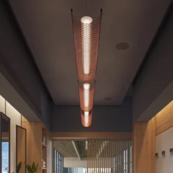 Bover lámpara colgante LED Nans Balis S/140, marrón/rojo, 140 cm