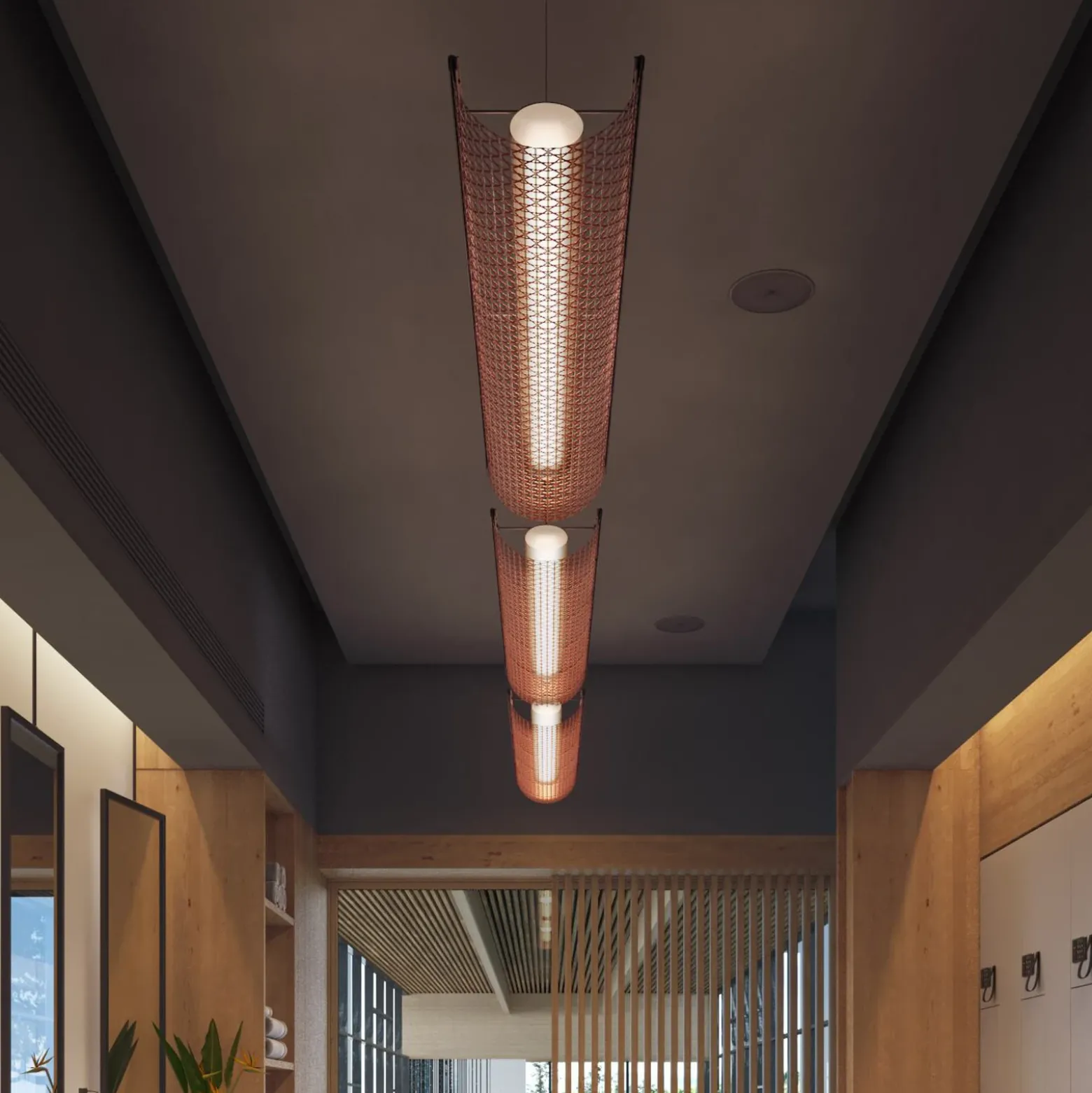 Bover lámpara colgante LED Nans Balis S/140, marrón/rojo, 140 cm