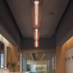 Bover lámpara colgante LED Nans Balis S/140, marrón/rojo, 140 cm