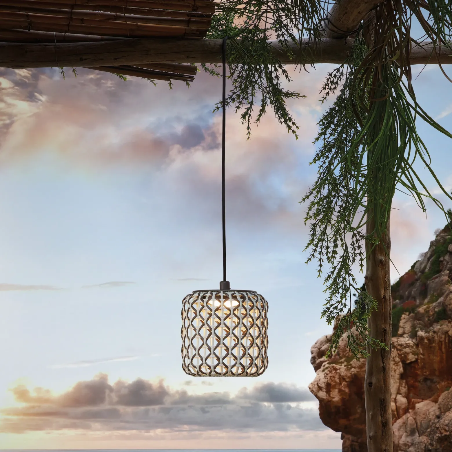 Bover Nans S/16/H colgante LED, enchufe, beige