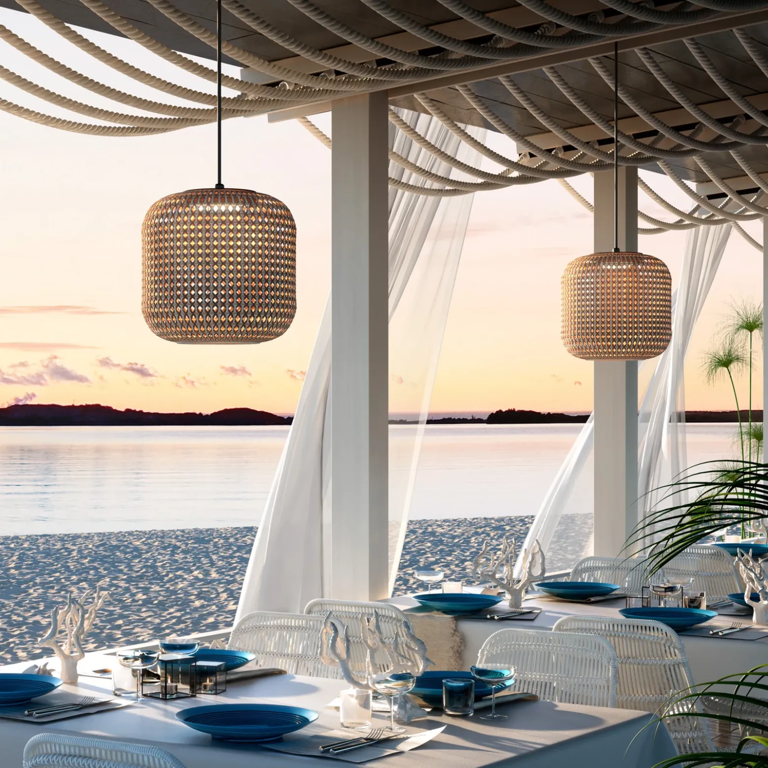 Bover Nans S/31 Lámpara colgante exterior LED, marrón