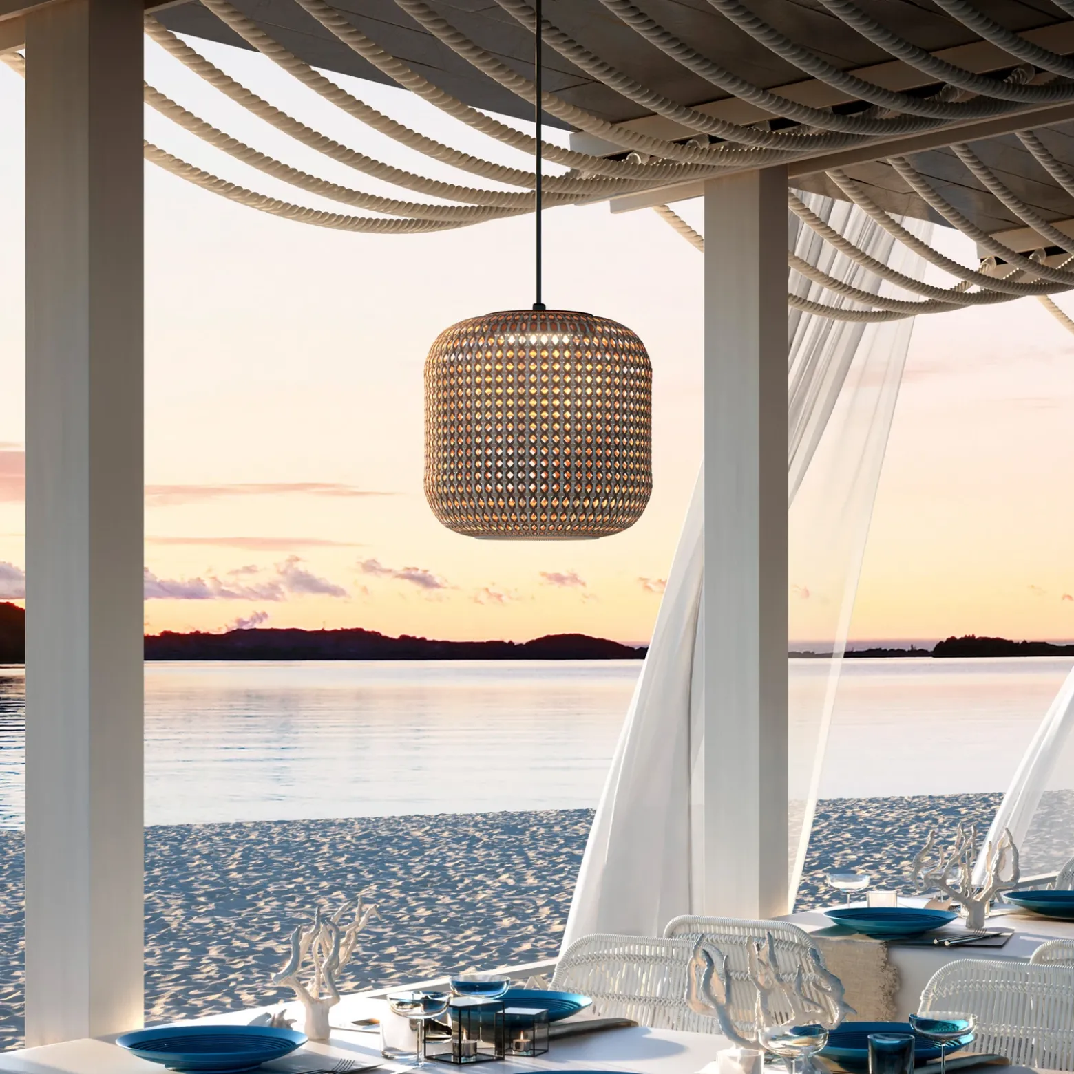 Bover Nans S/31 Lámpara colgante exterior LED, marrón