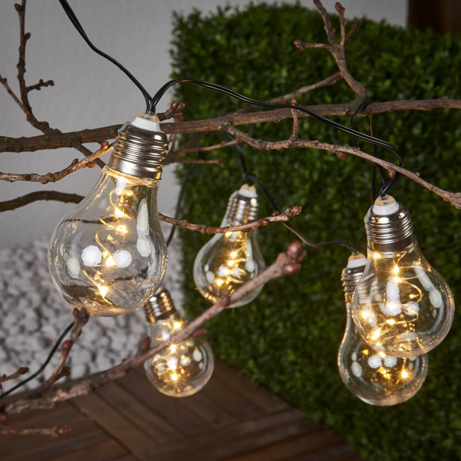 Cadena de luces LED Glow, transparente, blanco cálido, 190 cm de longitud