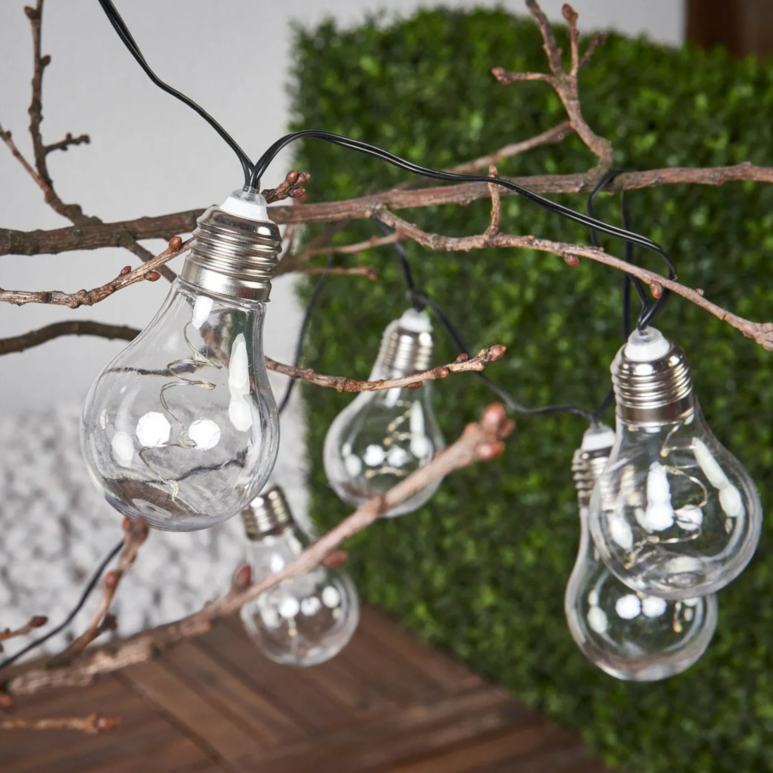 Cadena de luces LED Glow, transparente, blanco cálido, 190 cm de longitud