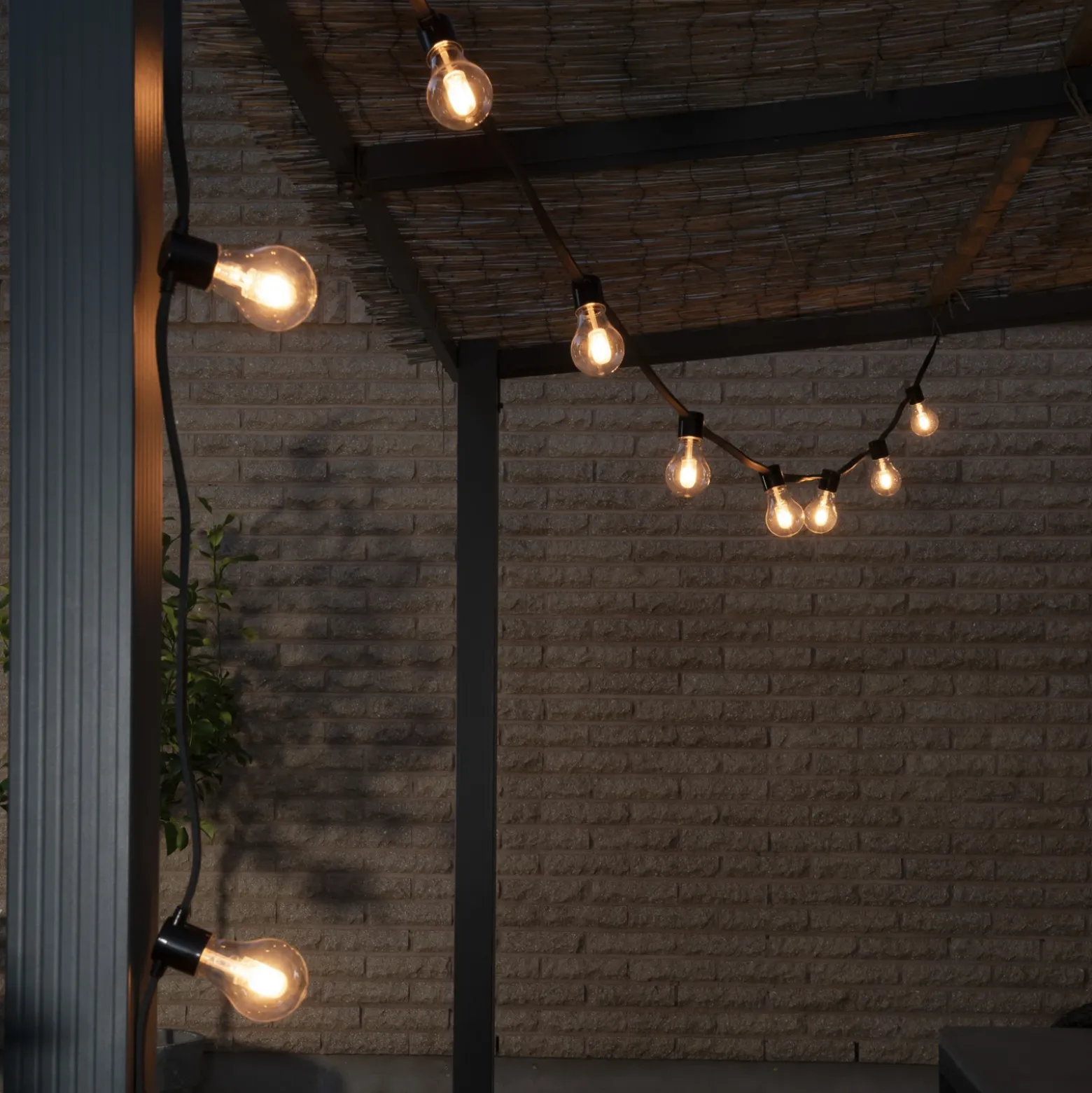 Cadena de luces LED solares para fiestas, 6,2 W, color ámbar, IP44, 1800 K