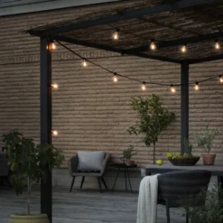 Cadena de luces LED solares para fiestas, 6,2 W, color ámbar, IP44, 1800 K