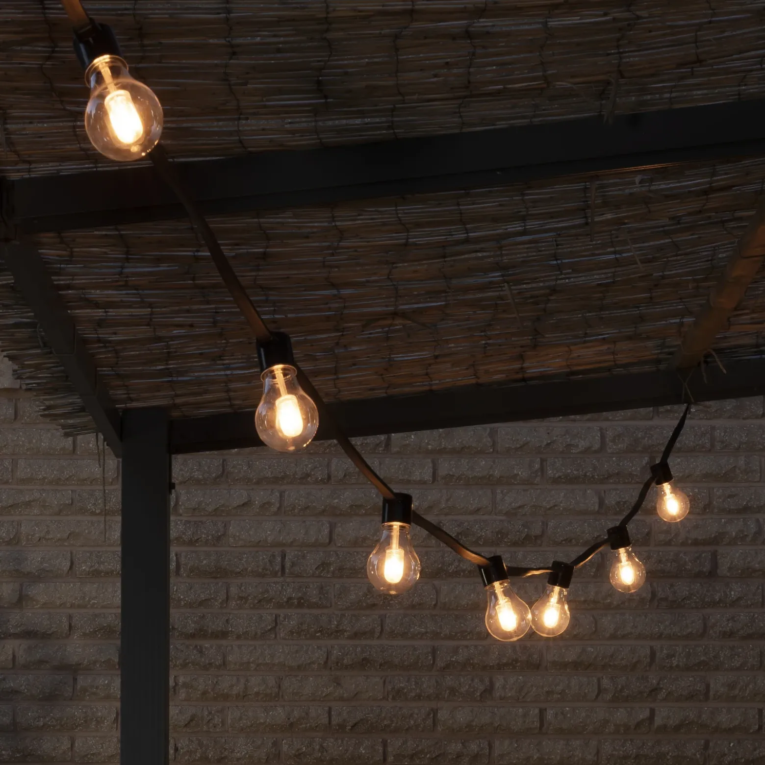 Cadena de luces LED solares para fiestas, 6,2 W, color ámbar, IP44, 1800 K