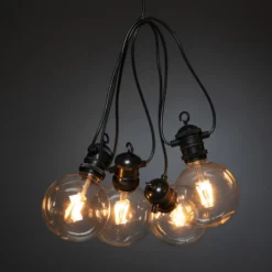 Cadena de luces LED solar para fiestas, 7 W, color ámbar, IP44, 1800 K