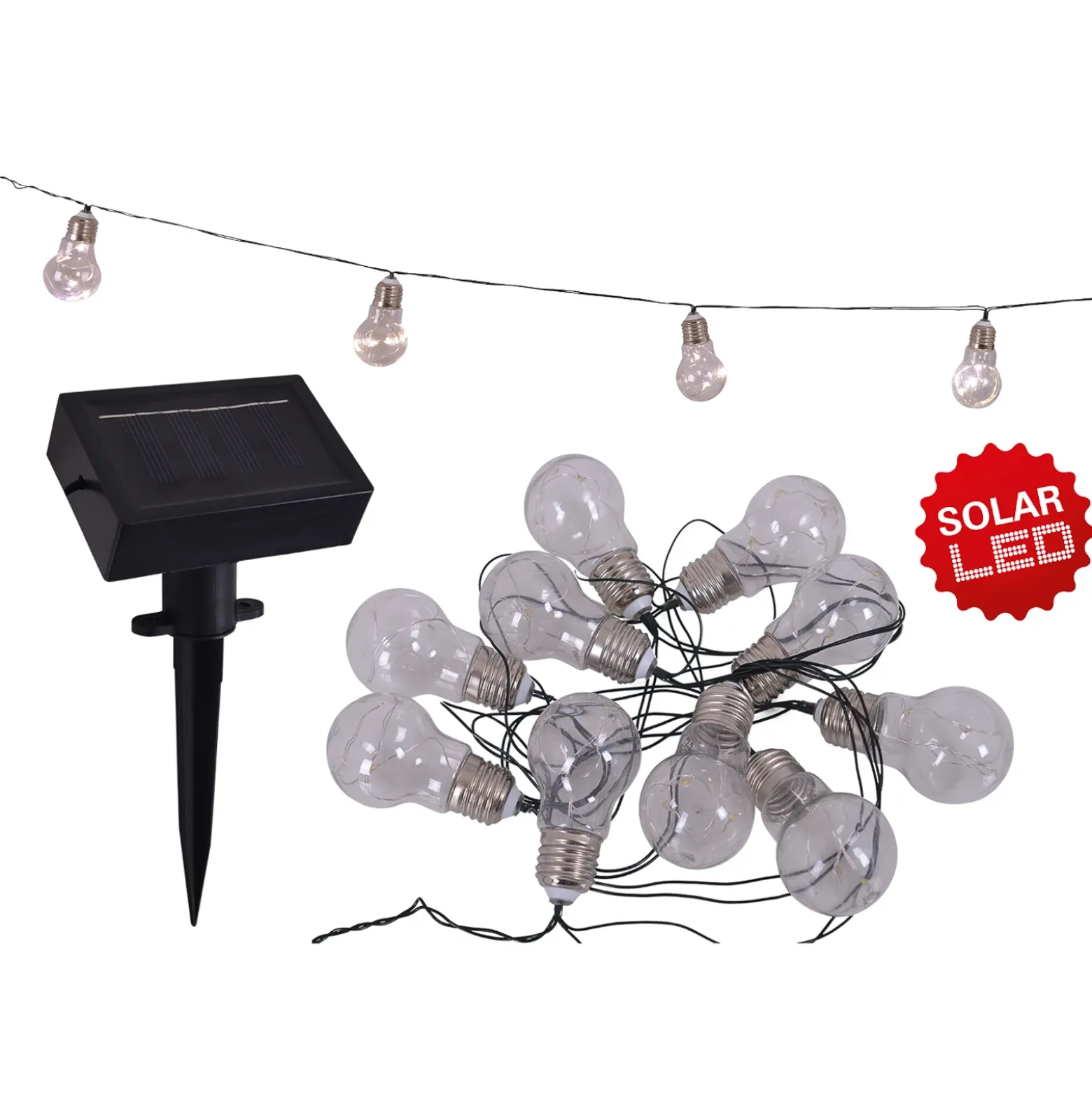 Cadena de luces solar LED, bombilla, 10 luces