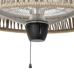 Calefactor colgante Calenza de Lucande, color beige, Ø 50 cm, 1.500 W
