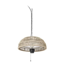 Calefactor colgante Calenza de Lucande, color beige, Ø 50 cm, 1.500 W