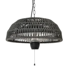 Calefactor colgante Lucande Calenza, negro, Ø 50 cm, 1.500 W