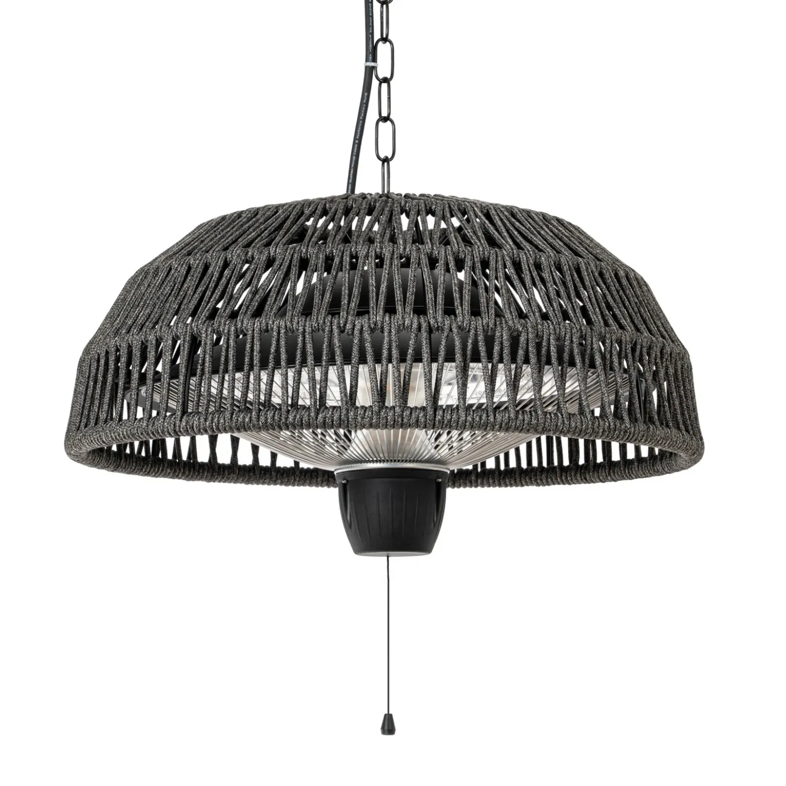Calefactor colgante Lucande Calenza, negro, Ø 50 cm, 1.500 W