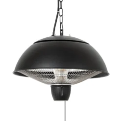 Calefactor colgante Lucande Theriona, negro, Ø 42 cm, IP24