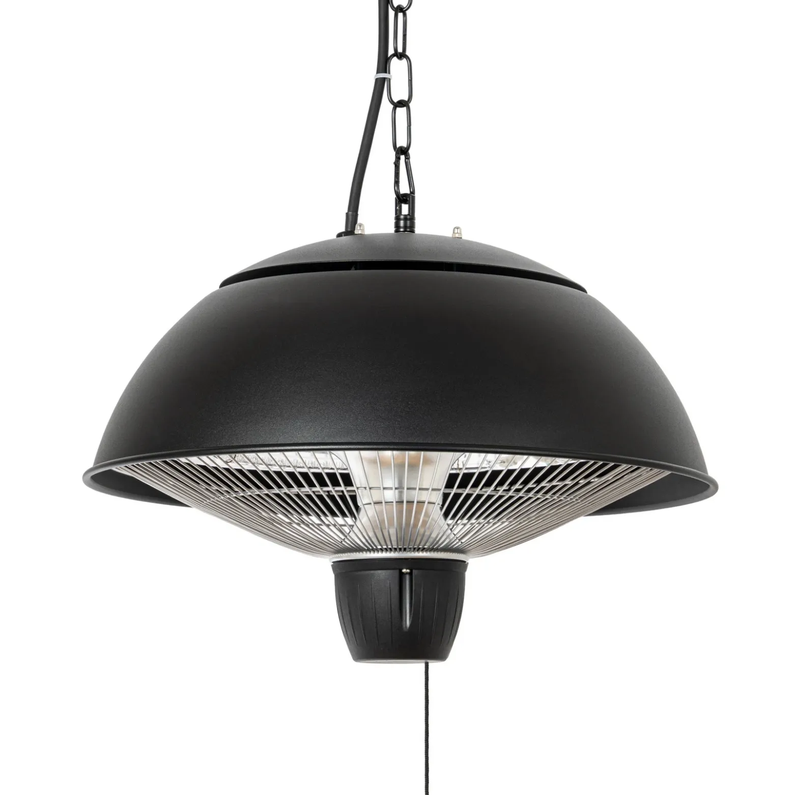 Calefactor colgante Lucande Theriona, negro, Ø 42 cm, IP24