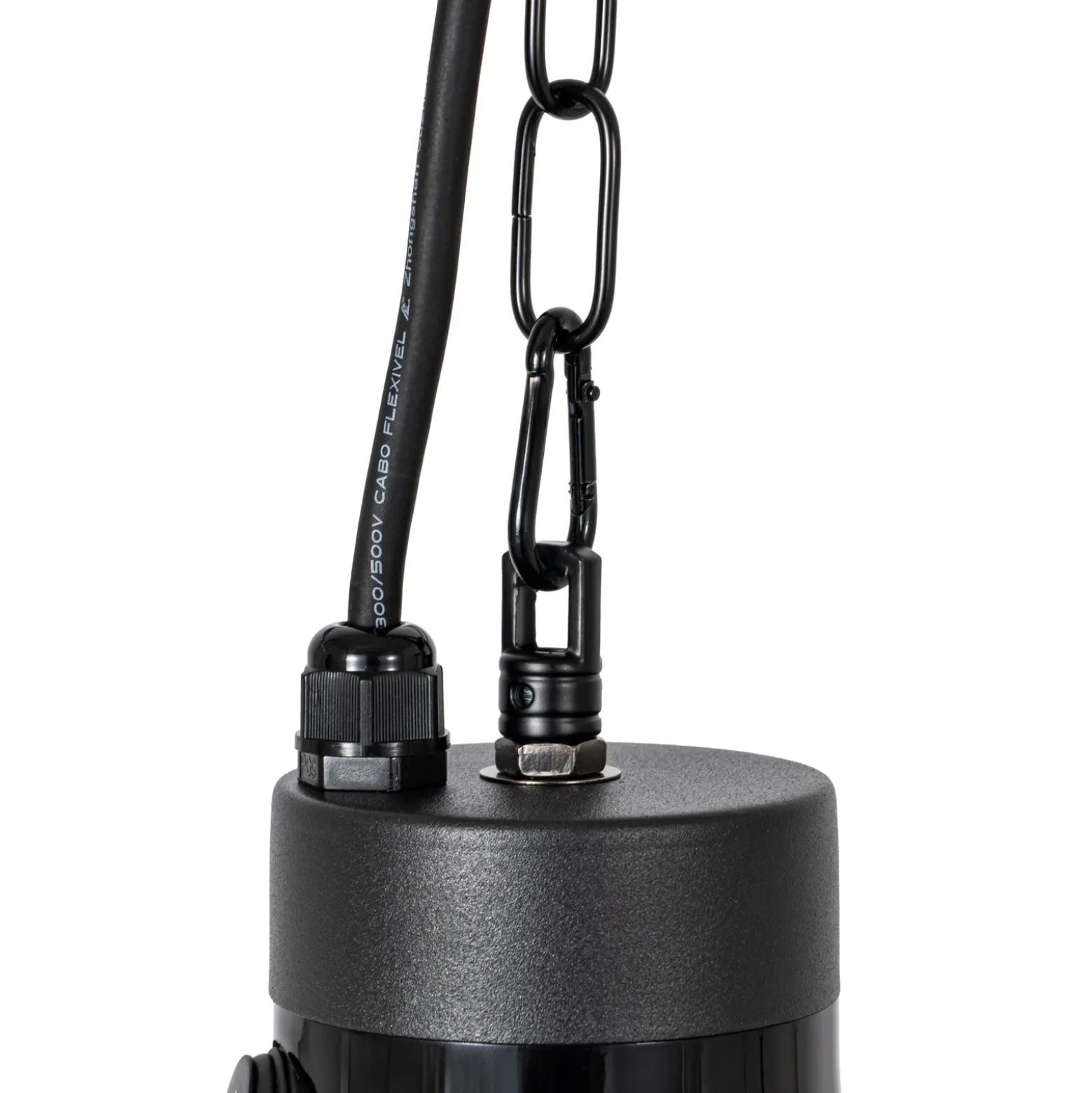 Calefactor colgante Lucande Ormio, negro, Ø 43 cm, IP44
