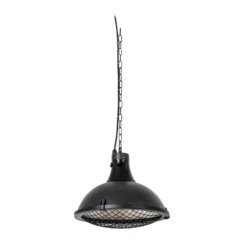 Calefactor colgante Lucande Ormio, negro, Ø 43 cm, IP44