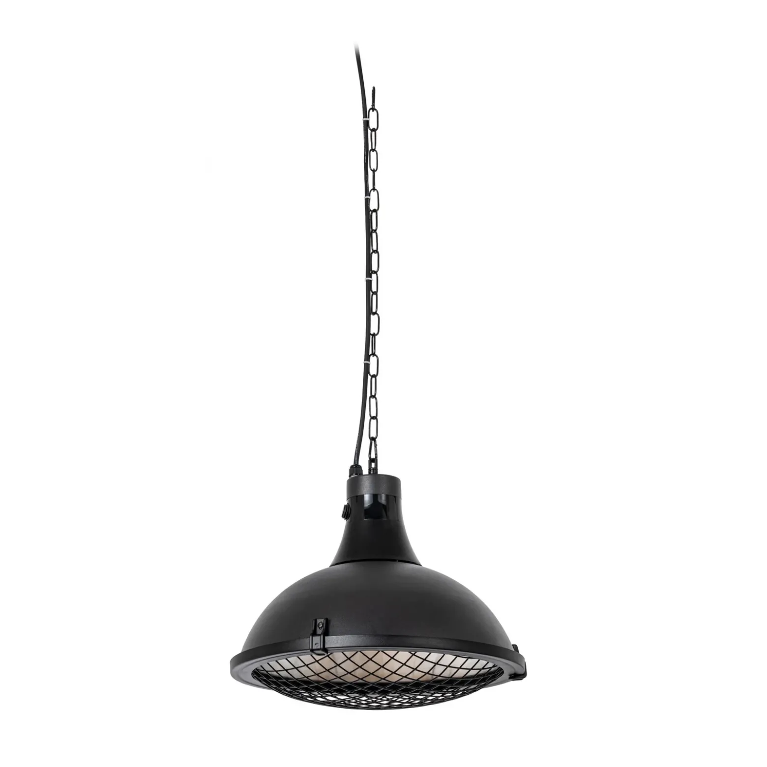 Calefactor colgante Lucande Ormio, negro, Ø 43 cm, IP44