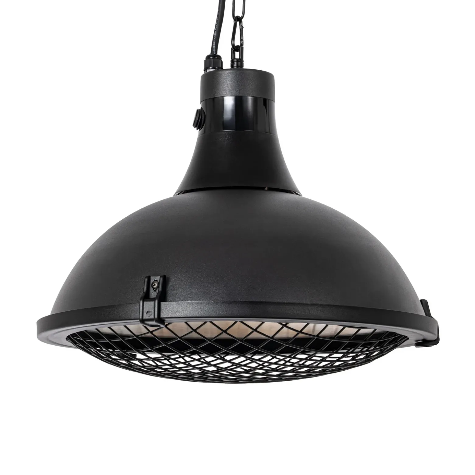 Calefactor colgante Lucande Ormio, negro, Ø 43 cm, IP44