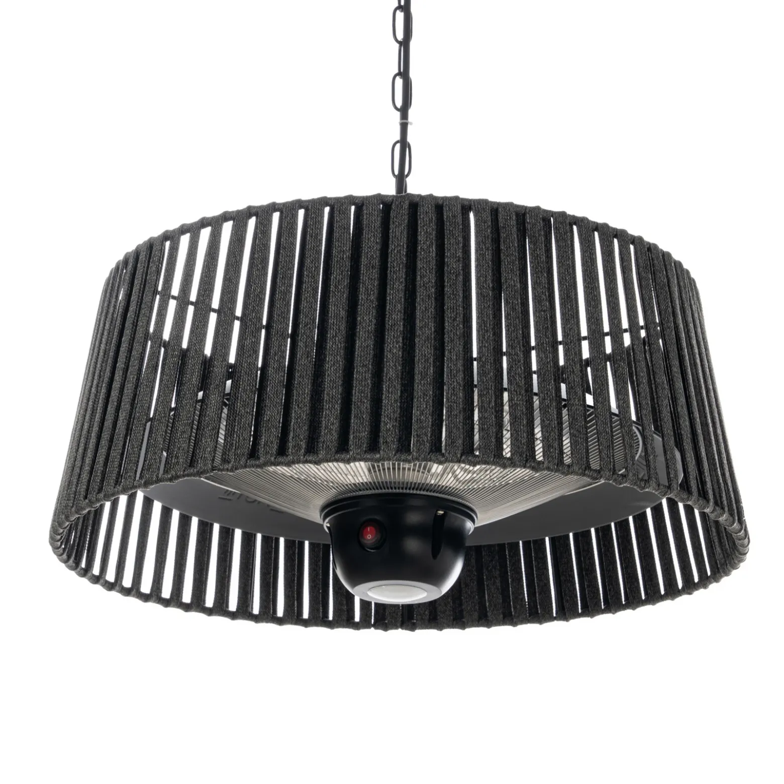 Calefactor colgante Lucande Pyravo, negro, aluminio, Ø 60 cm