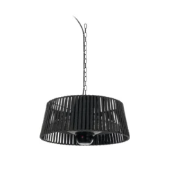 Calefactor colgante Lucande Pyravo, negro, aluminio, Ø 60 cm