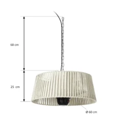 Calefactor colgante Lucande Pyravo, beige, aluminio, Ø 60 cm