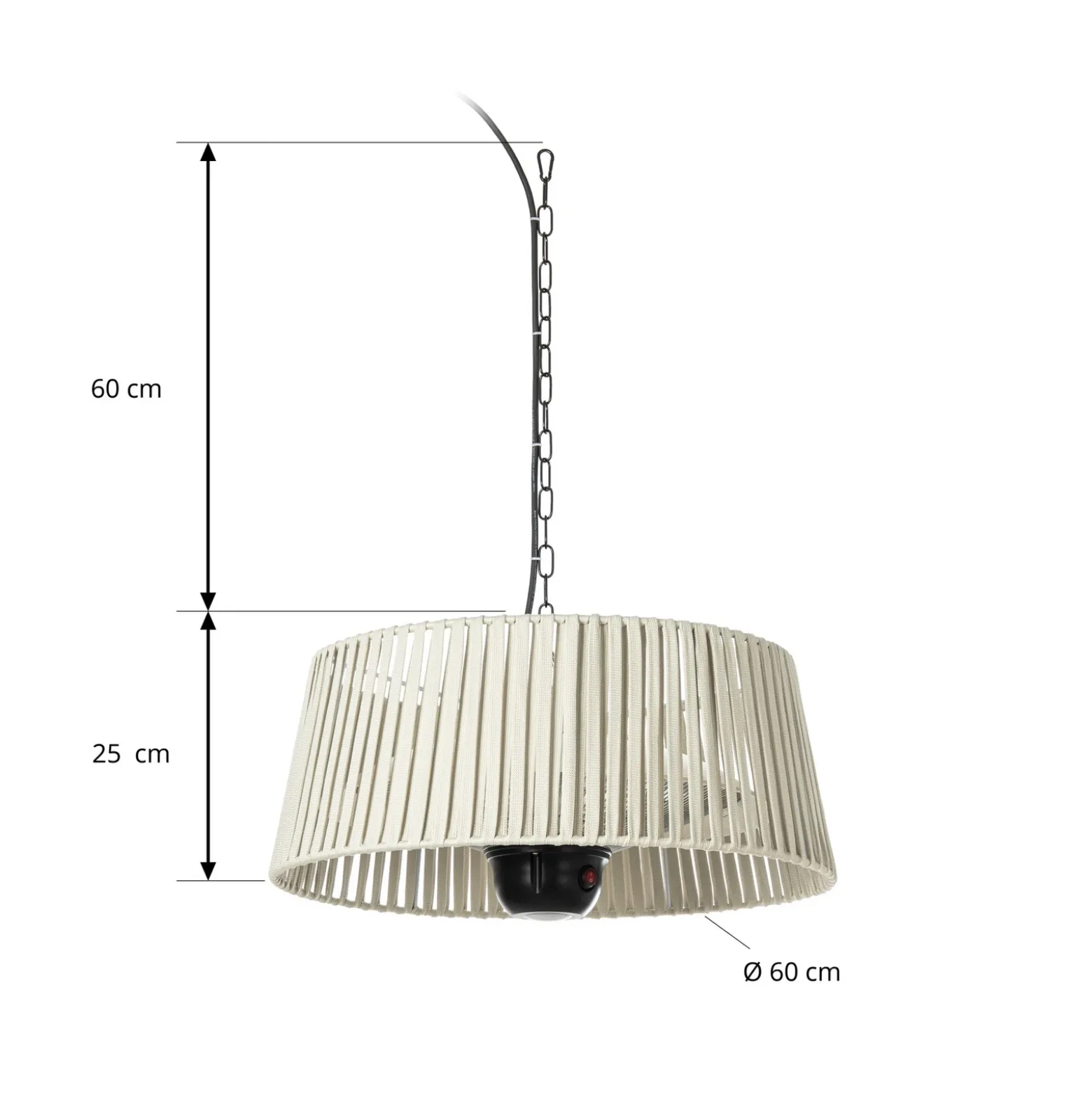 Calefactor colgante Lucande Pyravo, beige, aluminio, Ø 60 cm