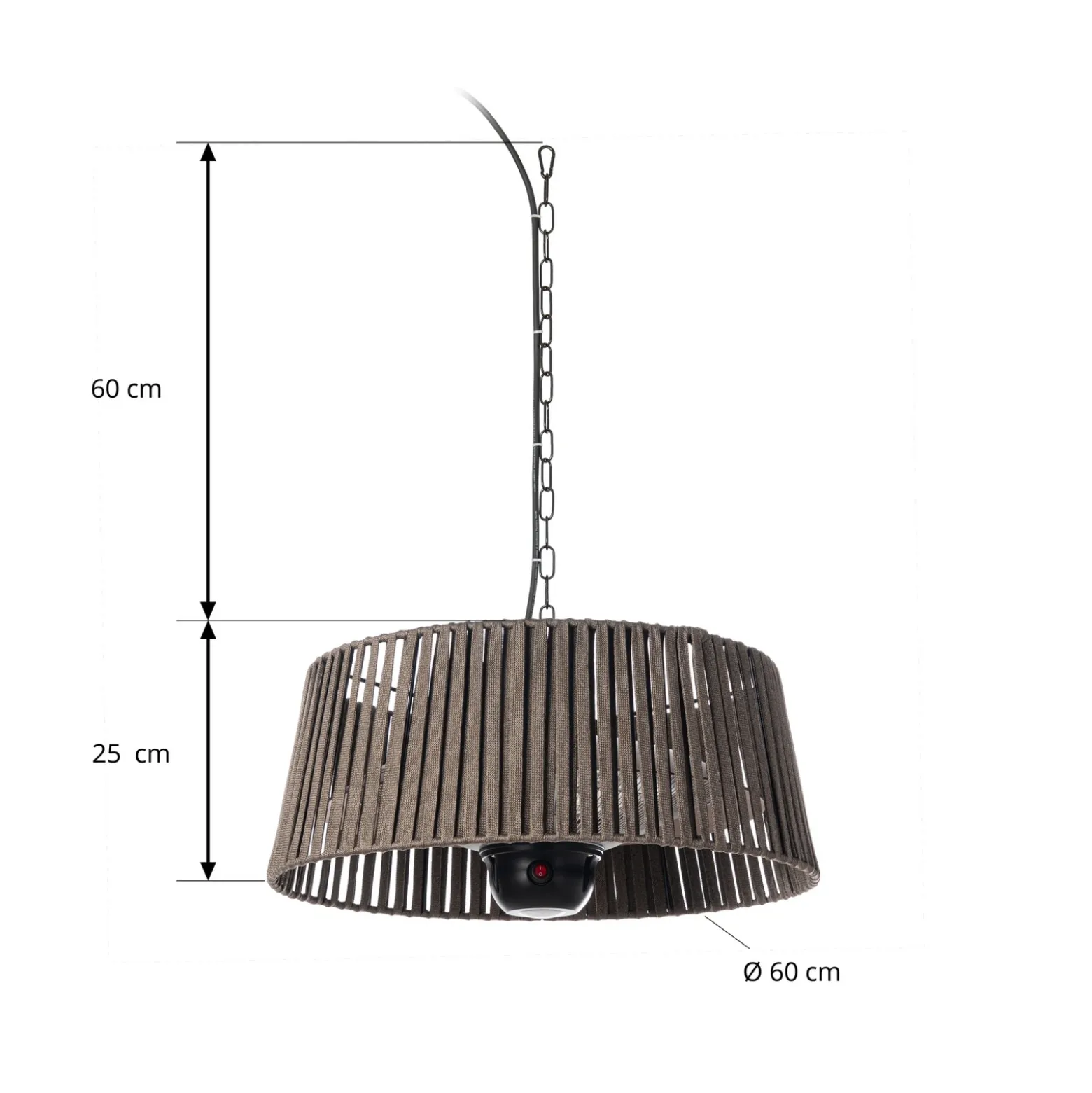 Calentador colgante Lucande Pyravo, marrón, aluminio, Ø 60 cm