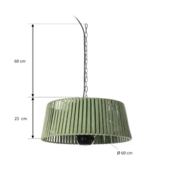 Calentador colgante Lucande Pyravo, verde, aluminio, Ø 60 cm