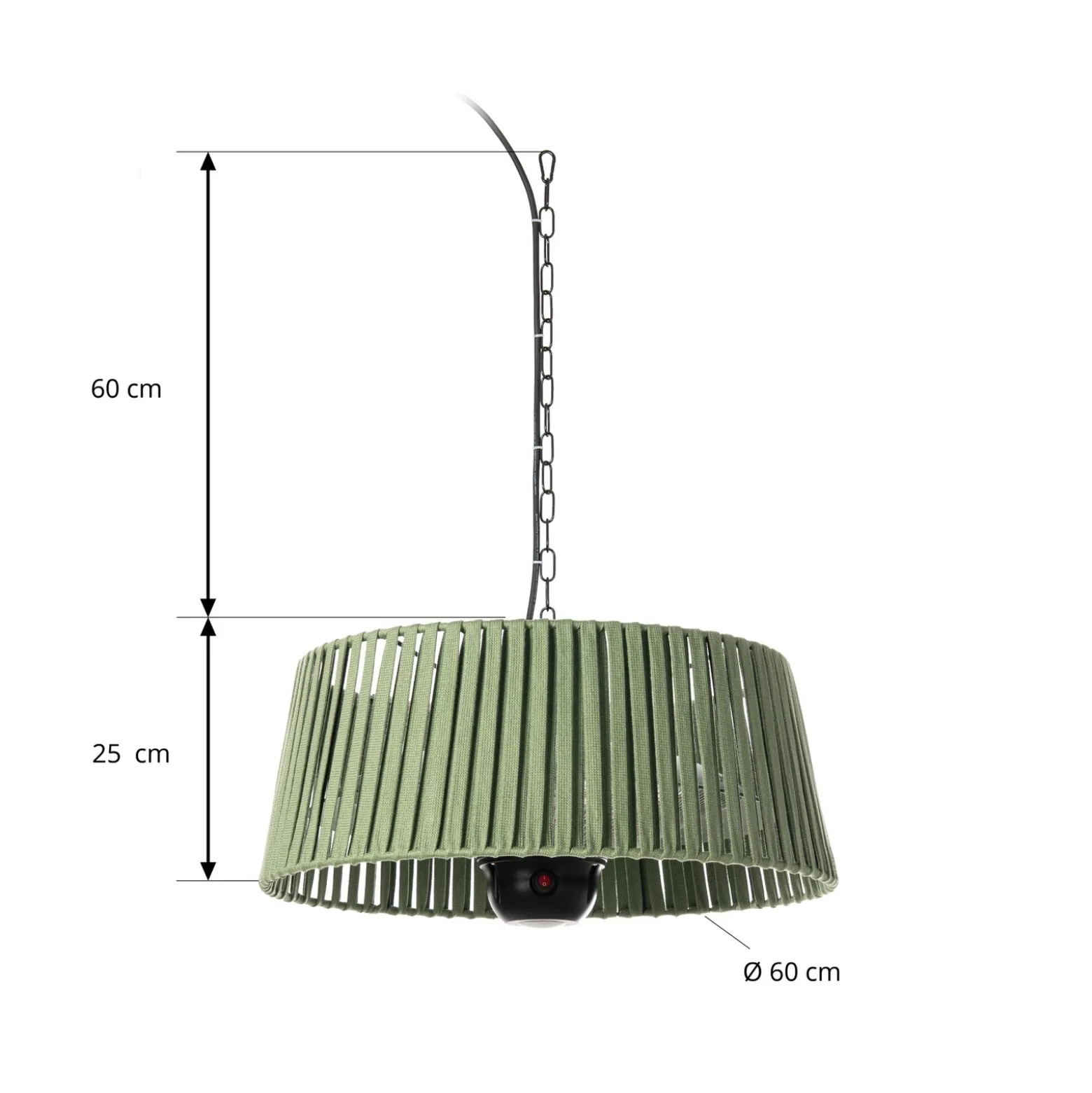 Calentador colgante Lucande Pyravo, verde, aluminio, Ø 60 cm