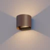 Calex Aplique LED para exterior ovalado, arriba/abajo, altura 10 cm, marrón