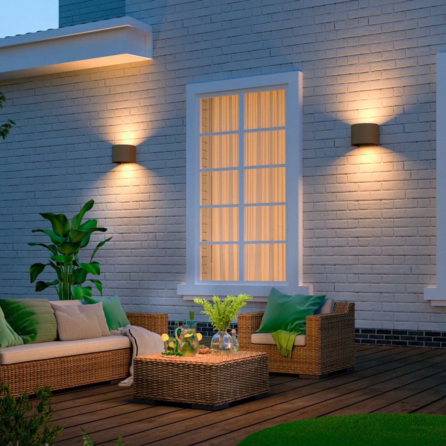 Calex Aplique LED para exterior ovalado, arriba/abajo, altura 10 cm, marrón