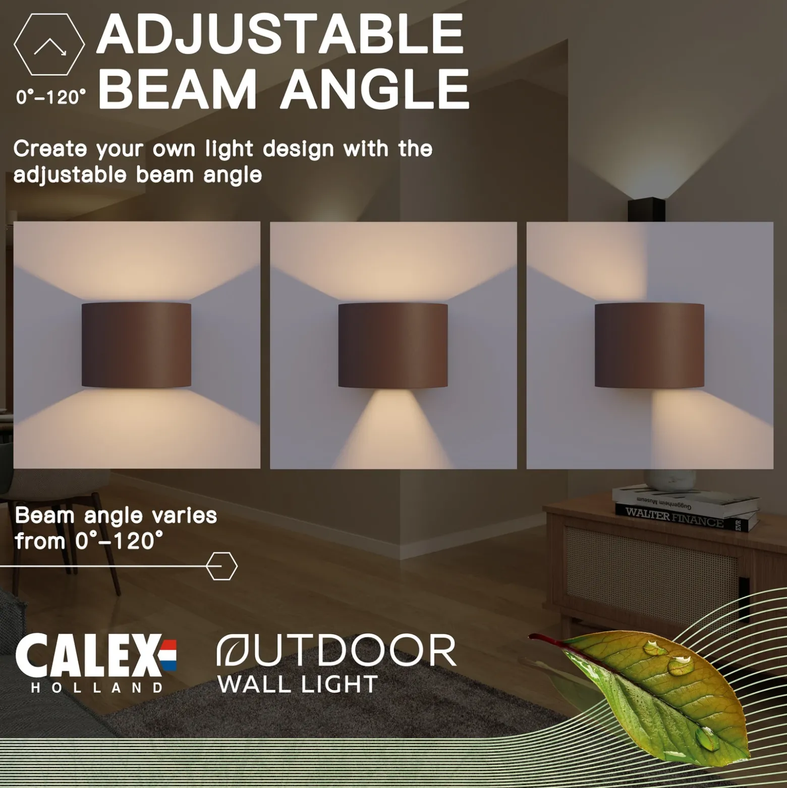 Calex Aplique LED para exterior ovalado, arriba/abajo, altura 10 cm, marrón