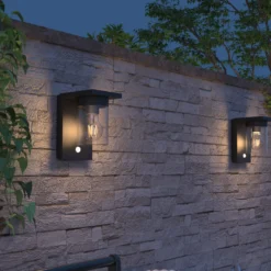 Calex Aplique LED para exterior Asti, sensor, IP44, negro