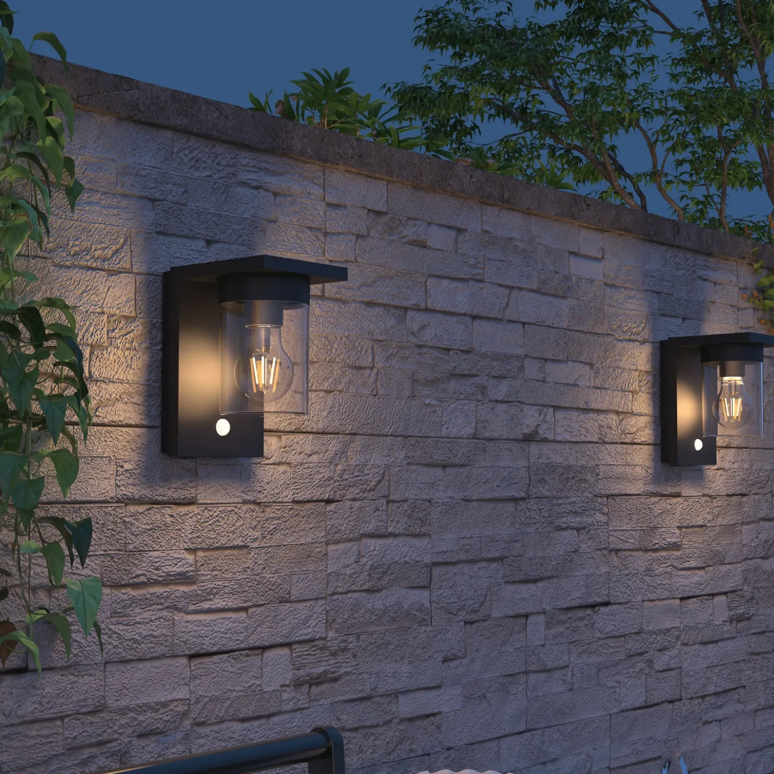 Calex Aplique LED para exterior Asti, sensor, IP44, negro