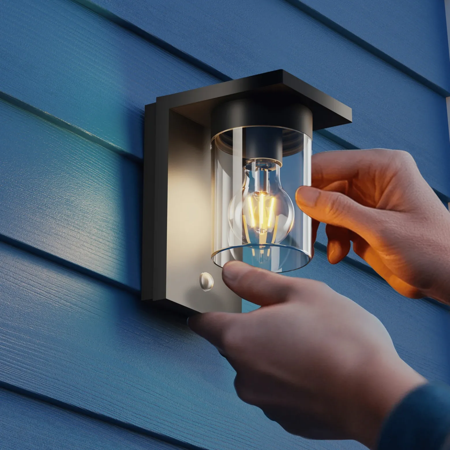 Calex Aplique LED para exterior Asti, sensor, IP44, negro