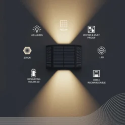 Calex Aplique LED para exterior Caserta, arriba/abajo, negro